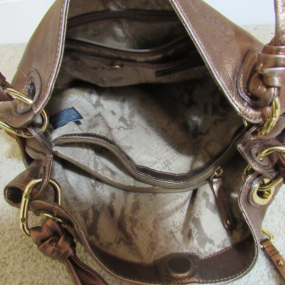 Copper Bronze Leather B Makowsky Hobo Bag Handbag Metallic - Picture 7 of 8